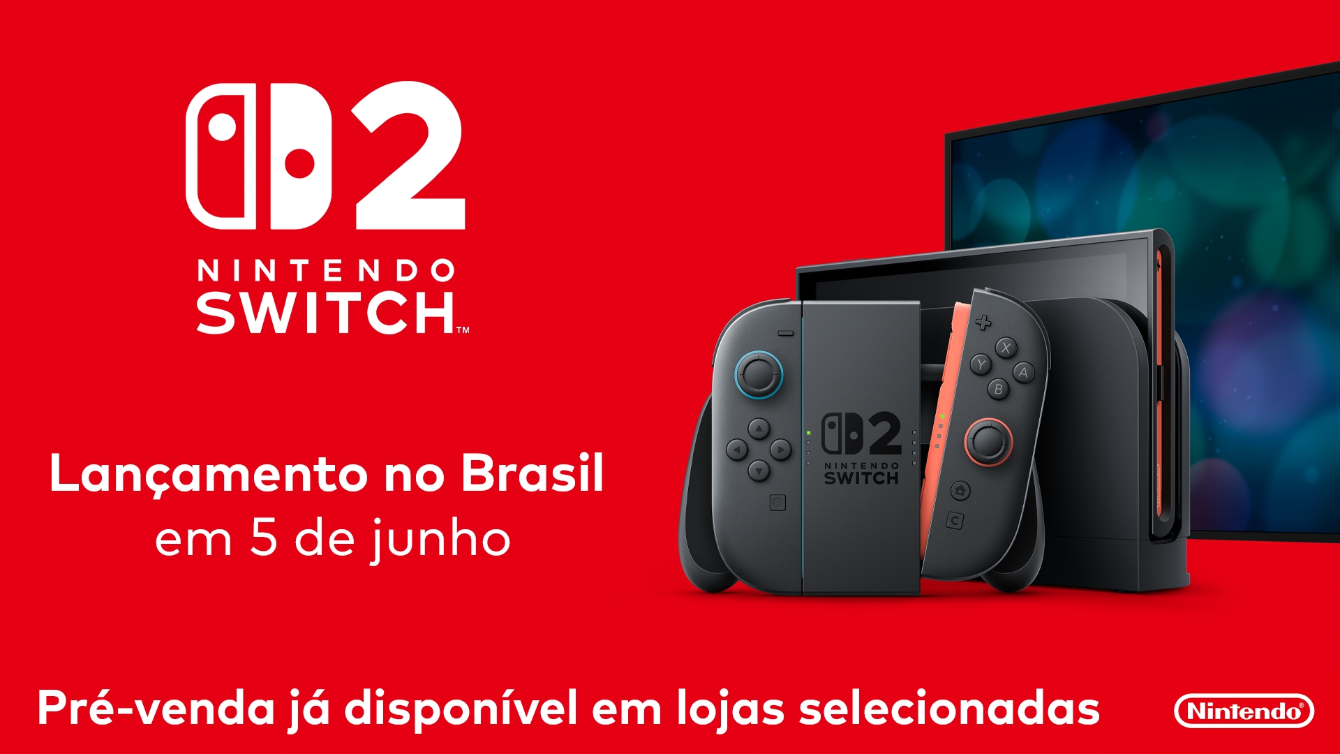 ​A pré-venda do console Nintendo Switch 2 já está disponível no Brasil!