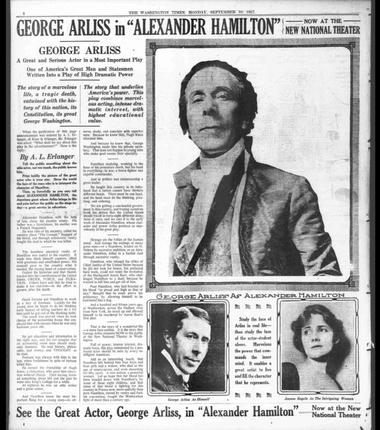 Alexander Hamilton (1931) based from the play of the same name from 1917  written by George Arliss and Mary P. Hamlin : r/hamiltonmusical