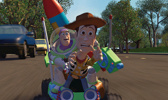 A cartoon of a toy story character on a toy carAI-generated content may be incorrect.
