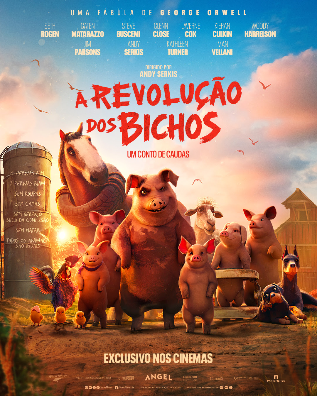 Com vozes de Seth Rogen, Kieran Culkin e grande elenco, animação “A Revolução dos Bichos” estreia em maio nos cinemas